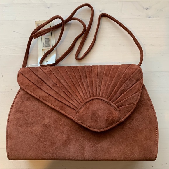 Tasche Purse Suede Leather Vintage Rare - Picture 1 of 7